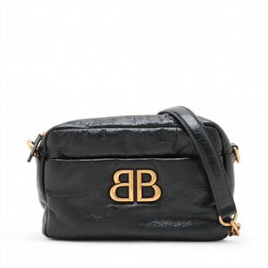 Balenciaga Monaco Leather Chain Shoulder Bag Black